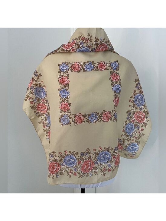 Accessories - VINTAGE Square Floral Scarf Made Italy Floral Pattern Cottagecore Neck Scarf